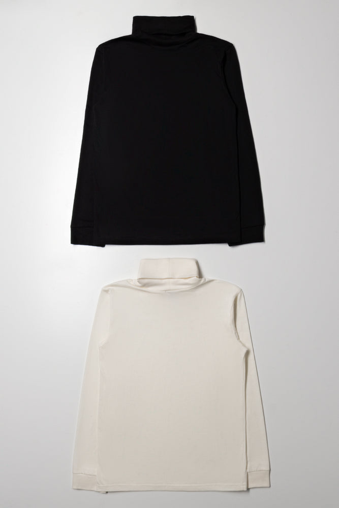 2 Pack Long Sleeve Polonecks Black And Cream (3)