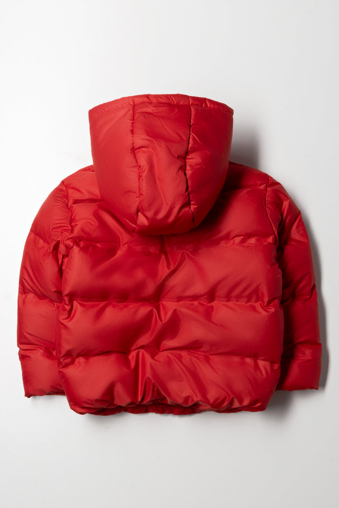 Hooded Puffer Jacket Red (3)