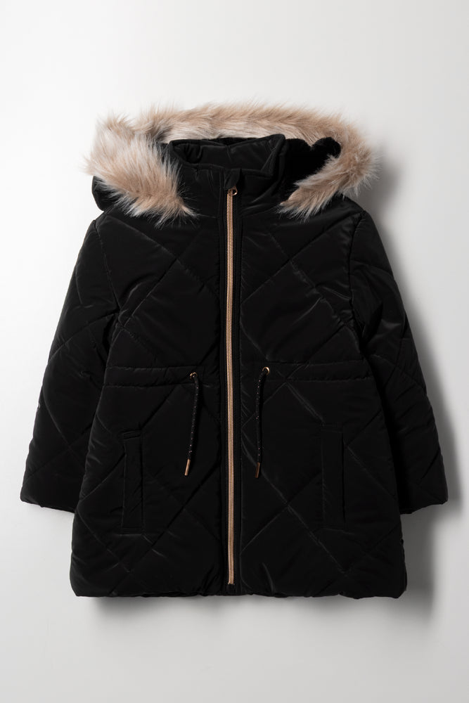 Hooded Puffer Jacket Black