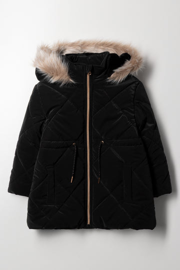 Hooded Puffer Jacket Black