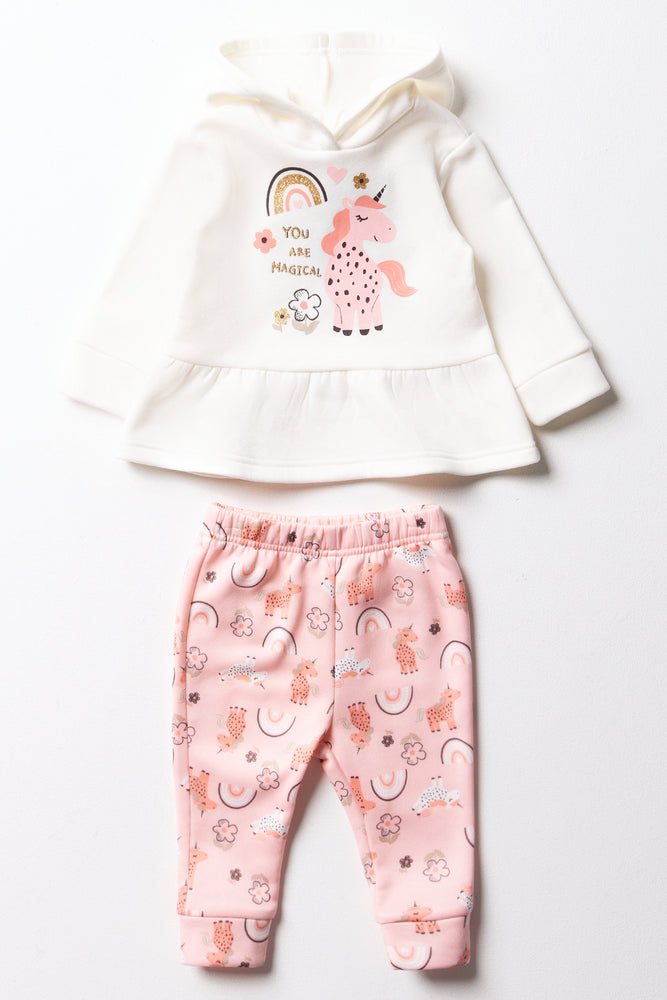 Unicorn Peplum Tracksuit Peach And White