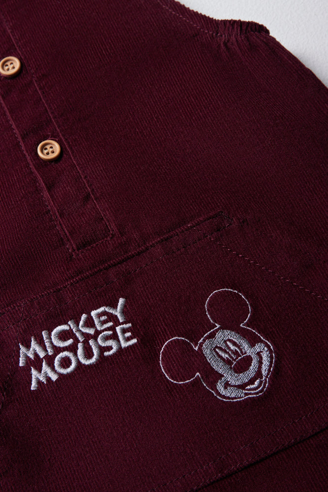 Mickey Mouse Dungaree Set Burgundy (3)