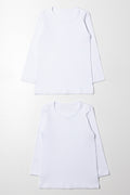 2 Pack Long Sleeve Vests White