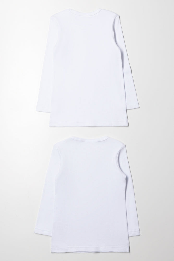 2 Pack Long Sleeve Vests White (2)