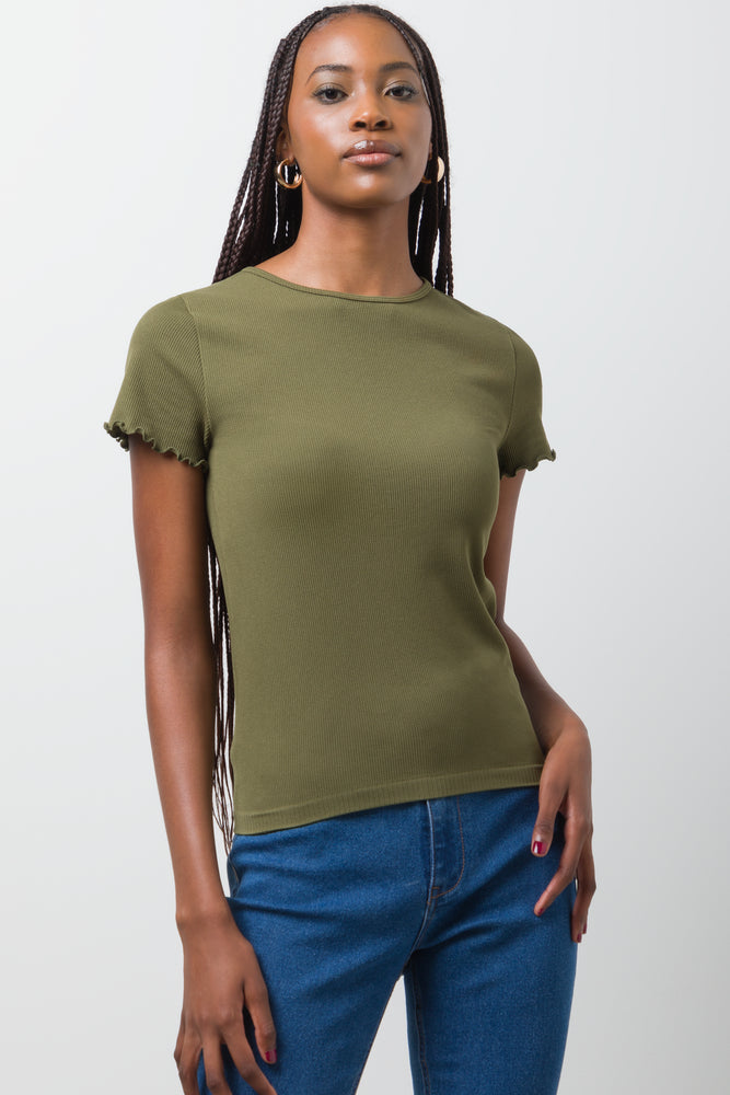 Crew Neck Short Sleeve T-Shirt Green