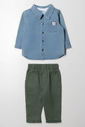 3 Piece Denim Shirt, Long Sleeve T-Shirt And Pants Set Multi