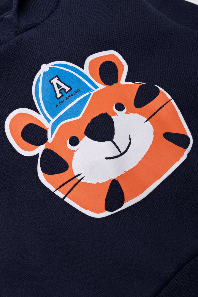 Tiger Hooded Tracksuit Navy (1)