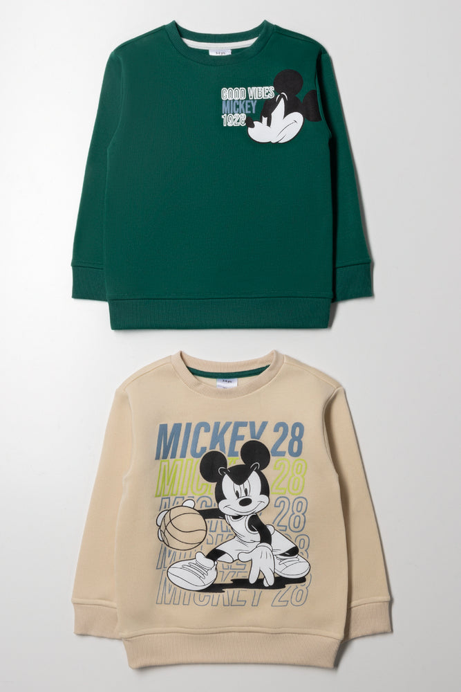Mickey Mouse 2 Pack Tracktops Natural And Green