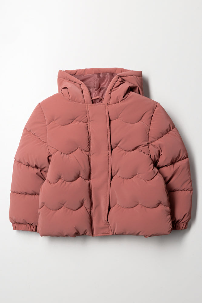 Quilted Hooded Jacket Pink (1)