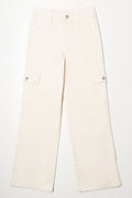 Straight Leg Cargo Denim Jeans Cream