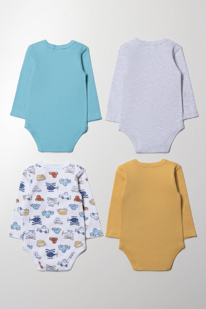 4 Pack Long Sleeve Bodyvests Blue (2)