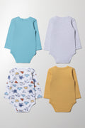 4 Pack Long Sleeve Bodyvests Blue (2)