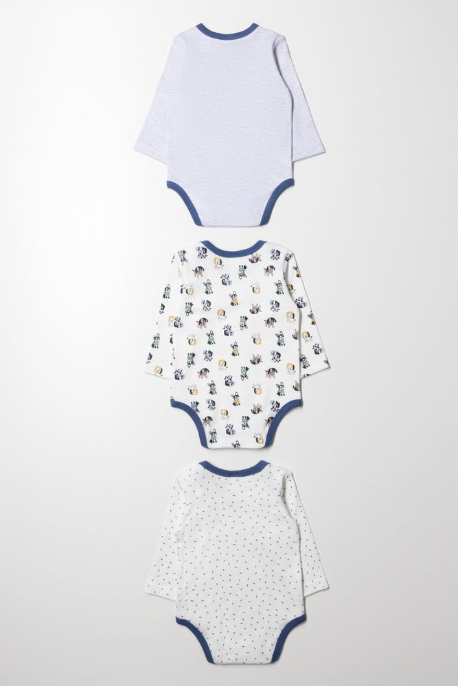 4 Pack Long Sleeve Bodyvests Blue (4)