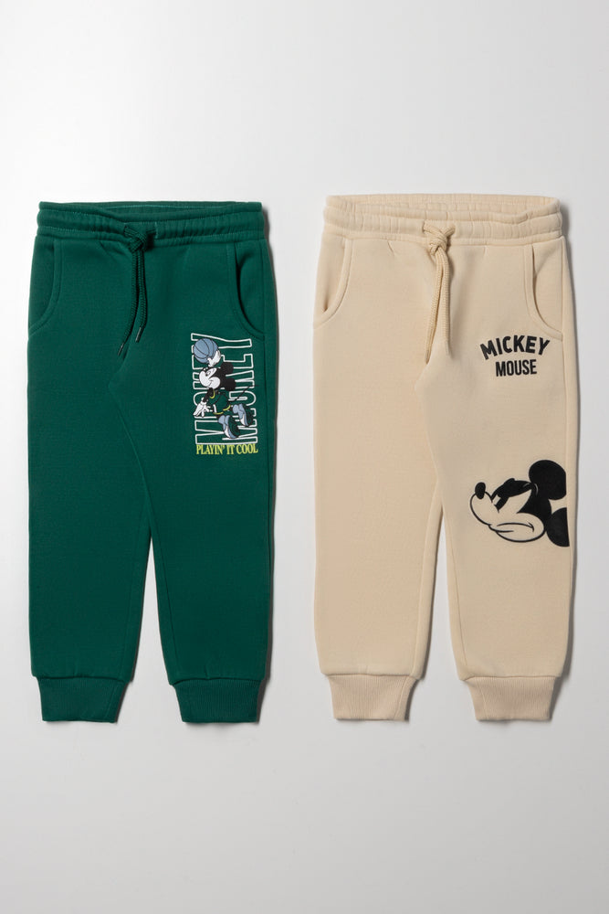 Mickey Mouse 2 Pack Trackpants Natural And Green