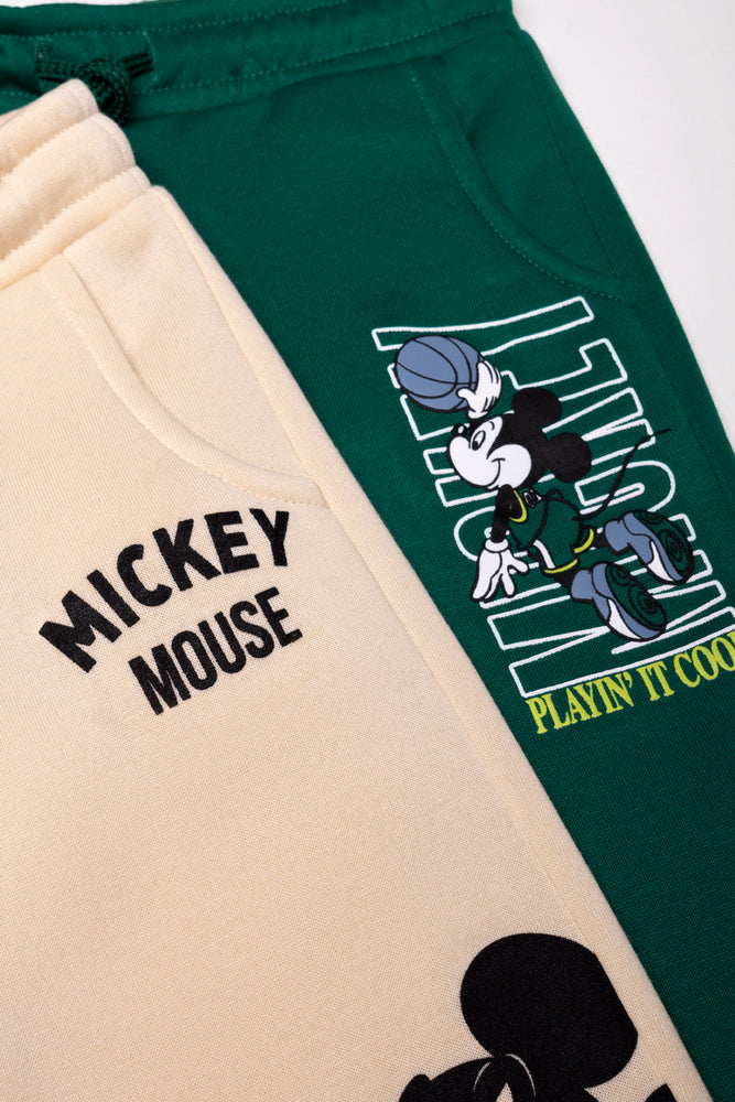 Mickey Mouse 2 Pack Trackpants Natural And Green