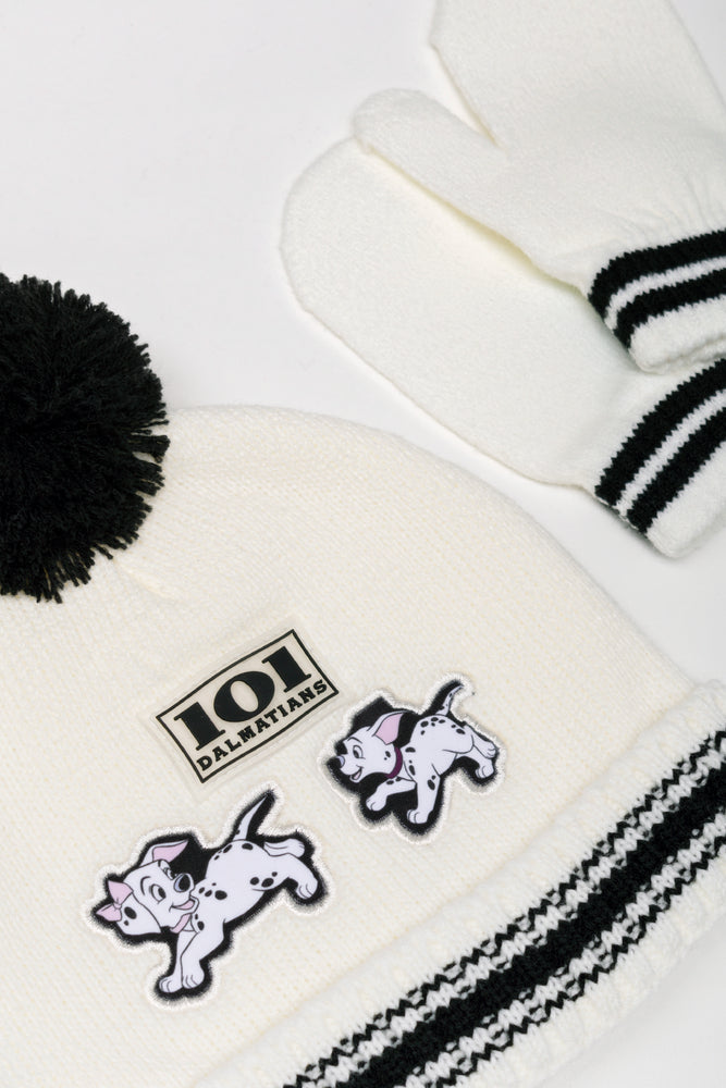 Dalmations Beanie And Gloves Set White
