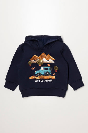 Sequin Hoodie Navy