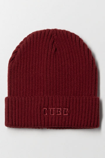 Embroidered Beanie Burgundy