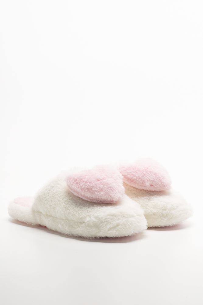 Heart Slippers Cream And Pink