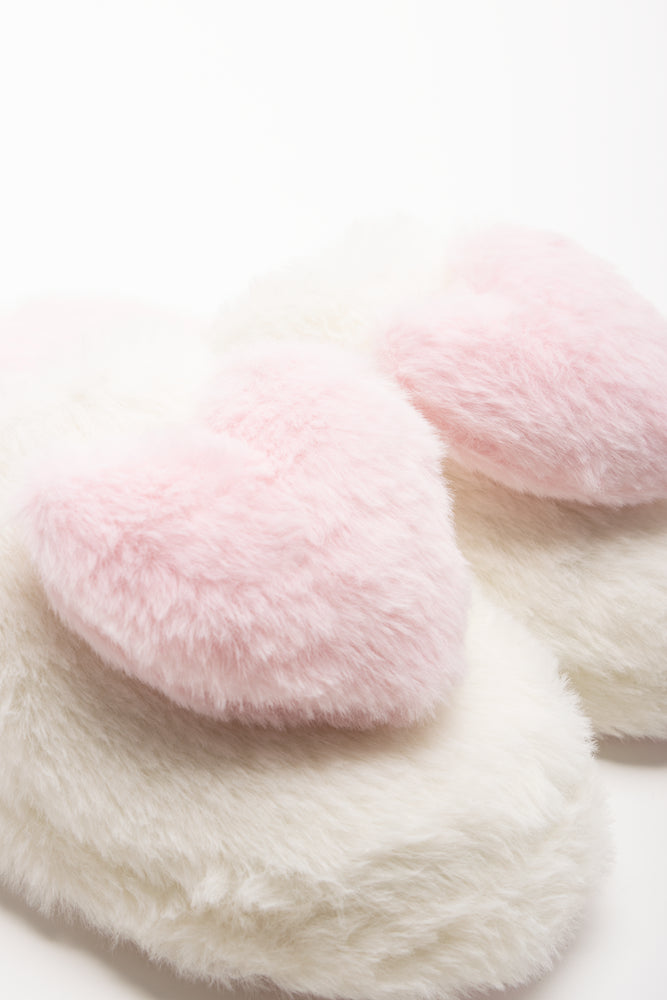 Heart Slippers Cream And Pink (2)
