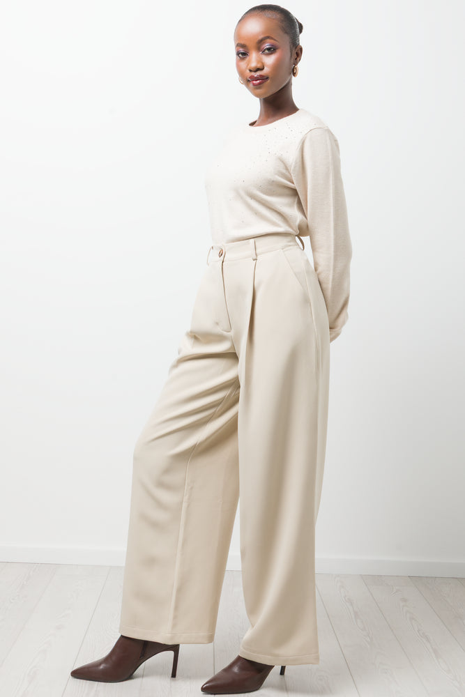 Embellished Long Sleeve Jersey Natural