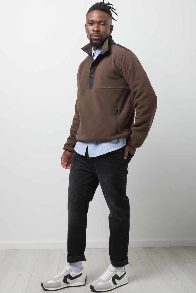 Quarter Button Top Brown