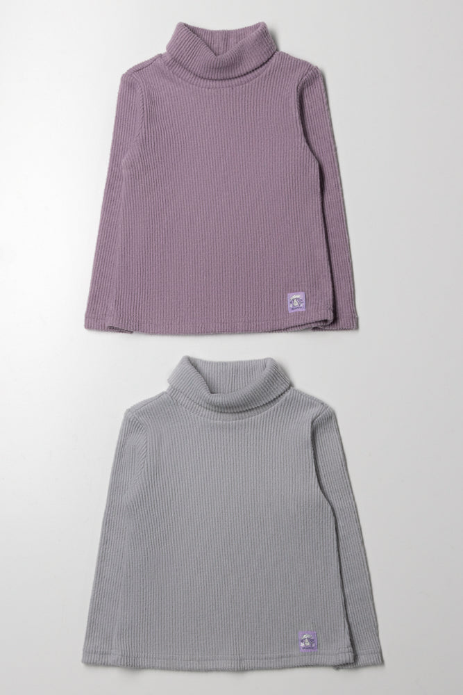 2 Pack Long Sleeve Poloneck Purple And Grey