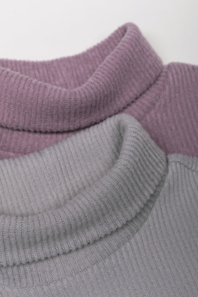 2 Pack Long Sleeve Poloneck Purple And Grey