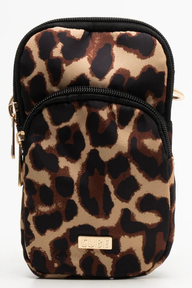 Leopard Print Cellphone Bag Natural