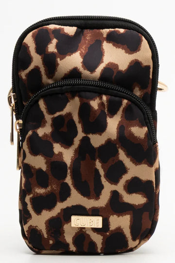 Leopard Print Cellphone Bag Natural