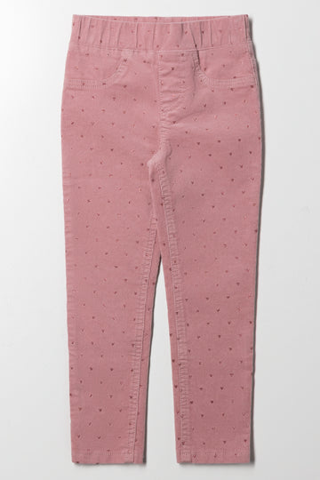 Glitter Corduroy Jeggings Pink