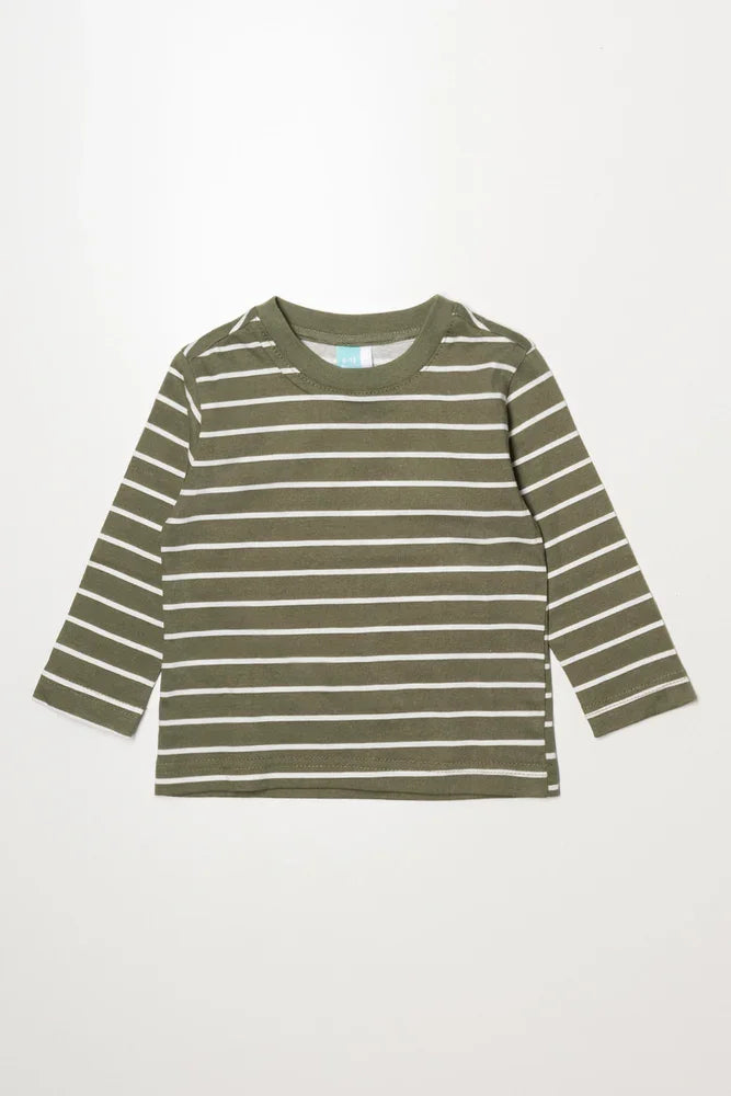 Stripe Long Sleeve T-Shirt Natural And Green