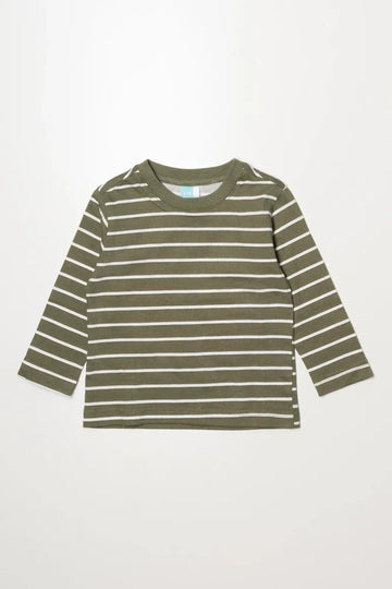Stripe Long Sleeve T-Shirt Natural And Green