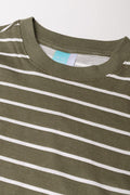 Stripe Long Sleeve T-Shirt Natural And Green (1)
