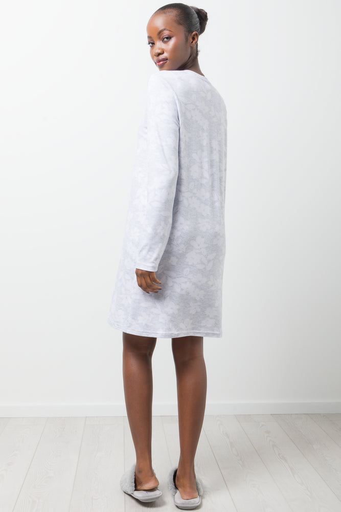 Floral Sleepshirt Light Grey (2)