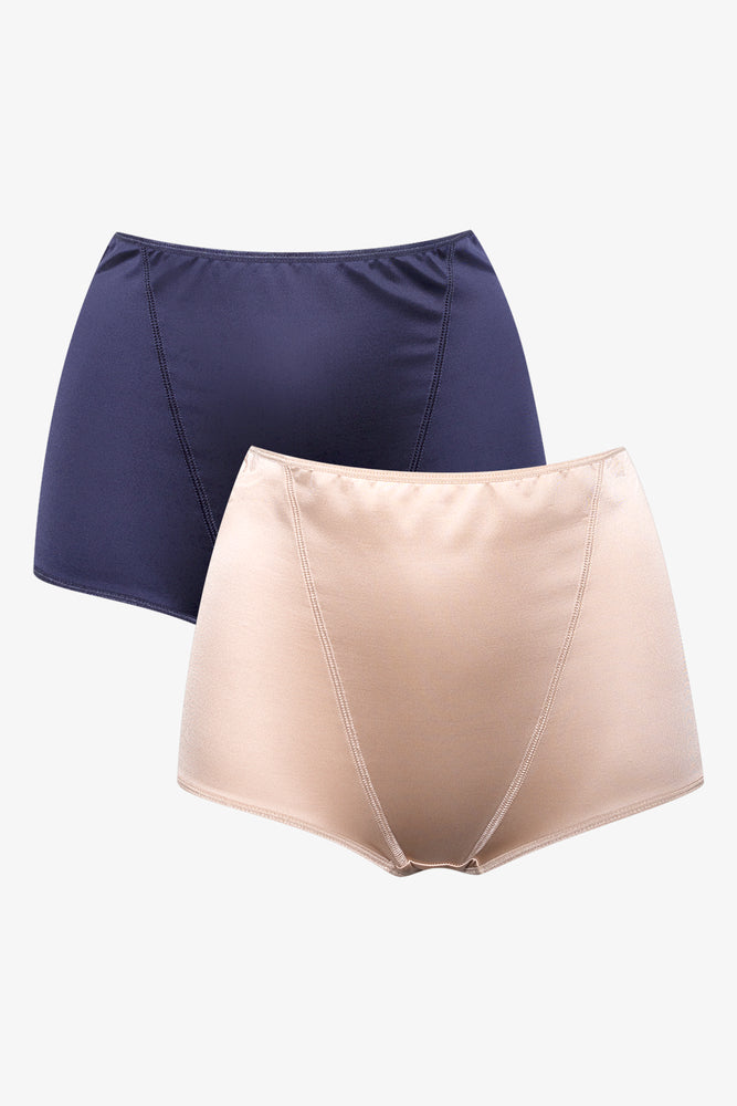 2 Pack Low Leg Briefs Navy & Natural (1)