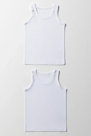 2 Pack Sleeveless Vests White