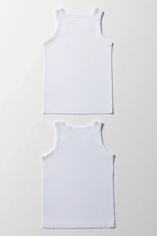 2 Pack Sleeveless Vests White (2)