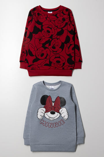 2 Pack Minnie Mouse Grey And Red