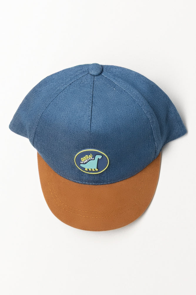 Dinosaur Badge Denim Peak Cap Blue