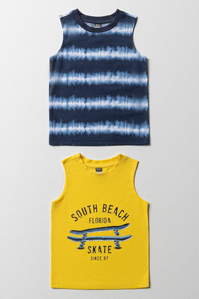 2 Pack Vests Navy And Yellow
