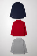 3 Pack Polonecks Navy, Grey And Red (2)
