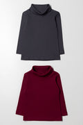 2 Pack Polonecks Dark Grey And Burgundy