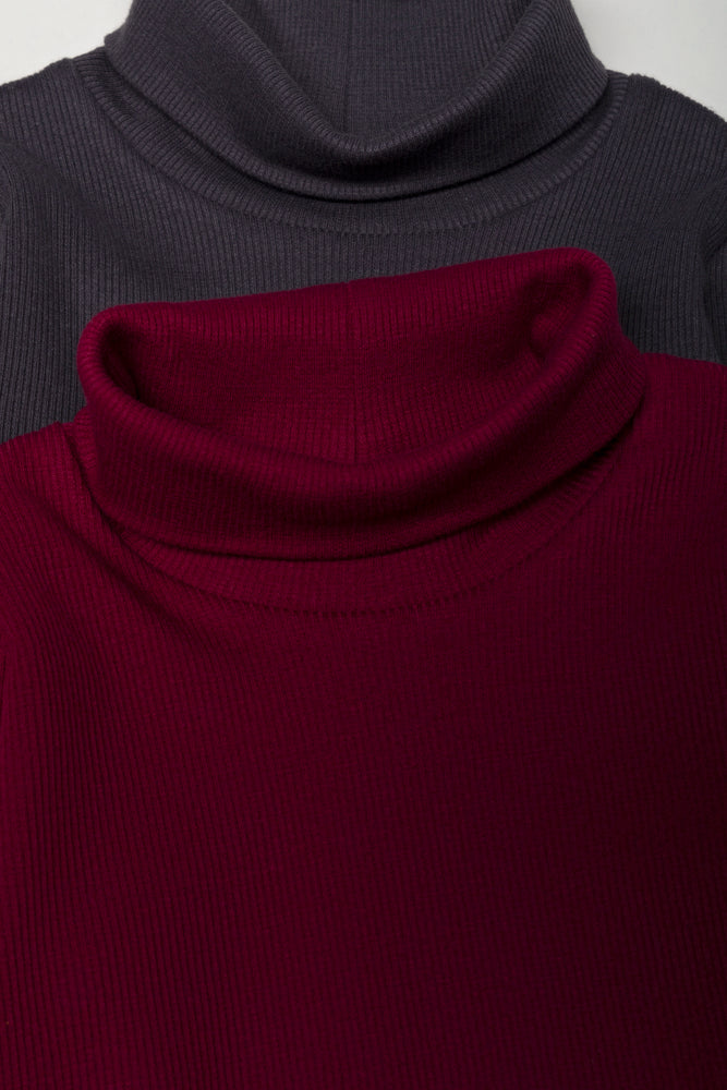 2 Pack Polonecks Dark Grey And Burgundy (1)