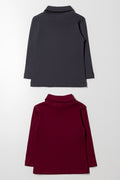 2 Pack Polonecks Dark Grey And Burgundy (2)