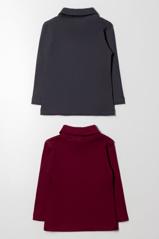 2 Pack Polonecks Dark Grey And Burgundy (2)