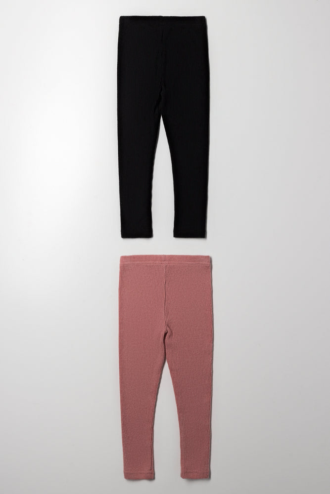 2 Pack Leggings Black And Pink (2)