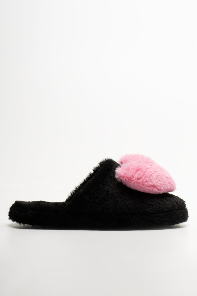 Heart Slippers Black