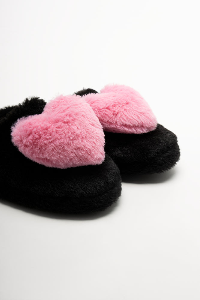 Heart Slippers Black (2)