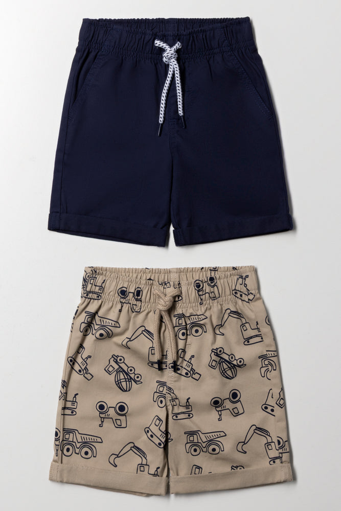 2 Pack Shorts Navy And Natural